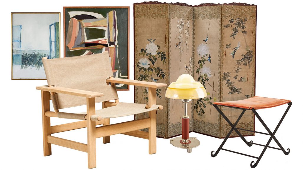 Auktionsfynd – fåtölj av Børge Mogensen, oljemålningar och vikskärm från Japan