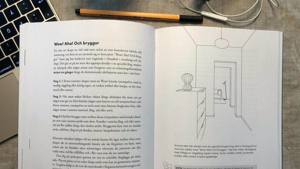 Uppslag ur Frida Ramstedts bok Övningsbok i inredning och styling